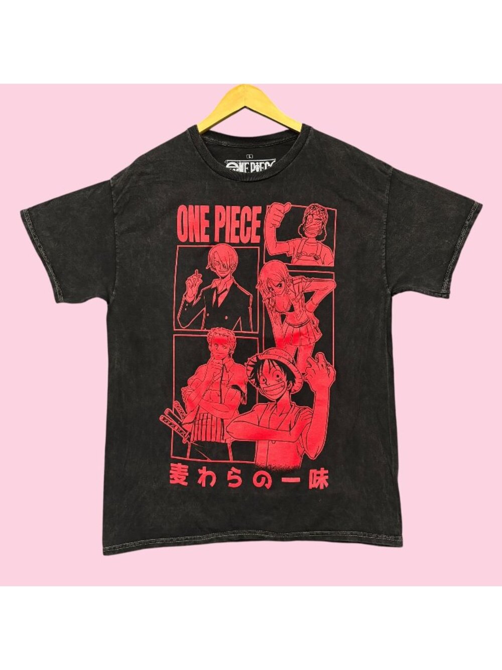 One Piece Straw Hat Crew anime Poster Mineral Wash Tee L